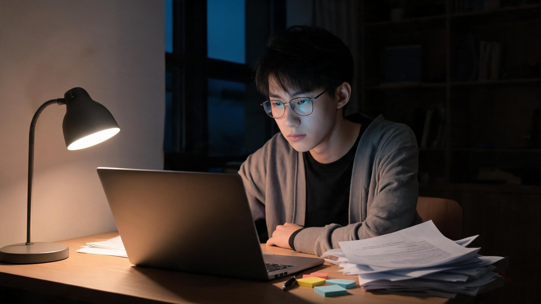 学生深夜改论文