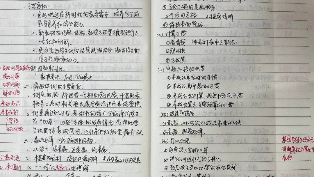 带有批注的论文稿与手写笔记