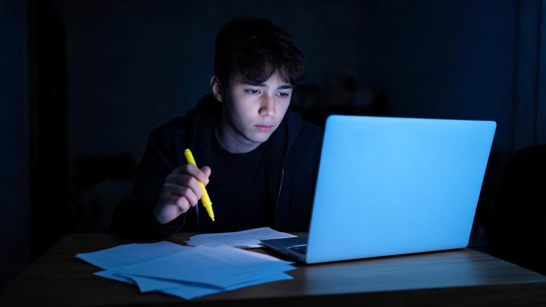 深夜改论文的学生