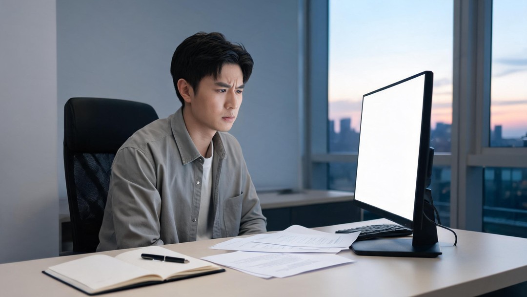 年轻人在办公室里对比几份合同